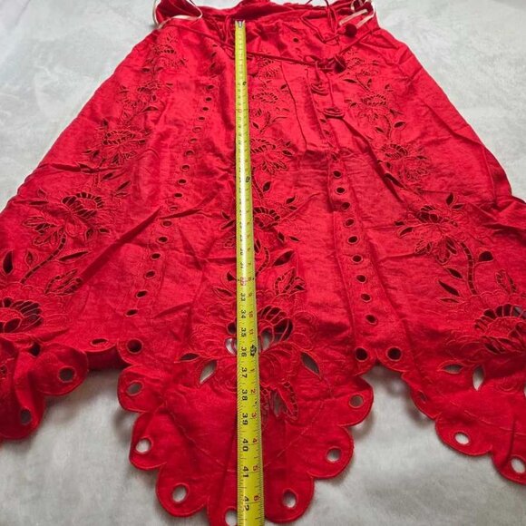 XL Farm Rio x Anthropologie Richelieu linen-blend sleeveless eyelet midi dress - Picture 9 of 9